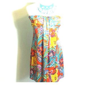 5th Culture Paisley Strapless Dress M